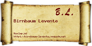 Birnbaum Levente névjegykártya